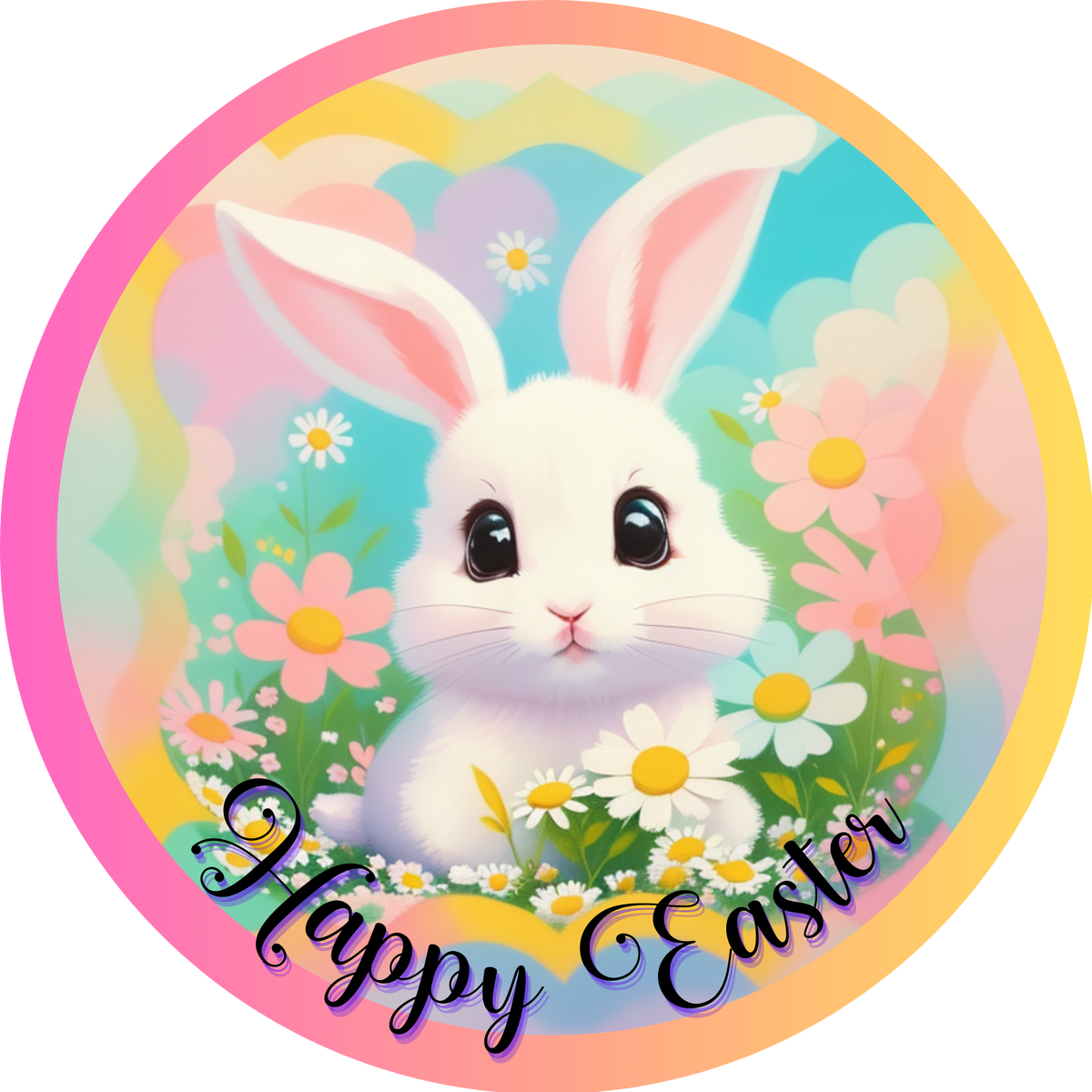 Bunny In Daisy Field ( Choose Size) – Festive Creations By Stephanie