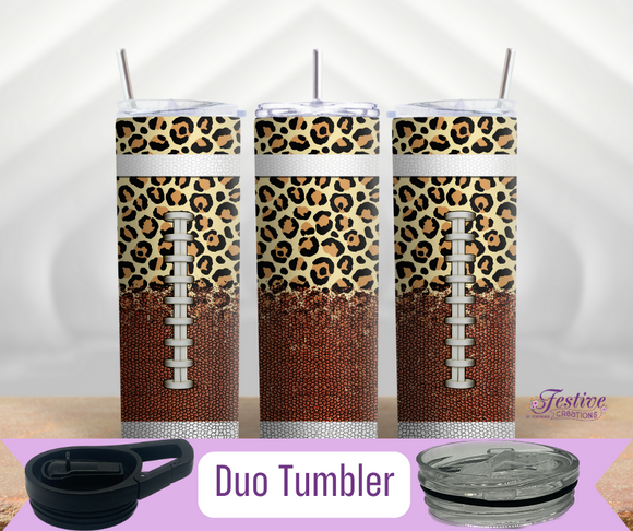 Football Ombre Leopard 20oz Duo Tumbler (Personalized Optional)