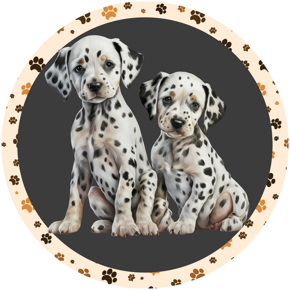 Dalmatian Puppies Metal Wreath Sign (Choose Size)