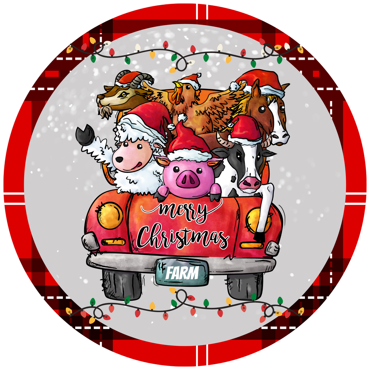 Christmas Farm Animals Sign (Choose Size) Festive Creations By Stephanie