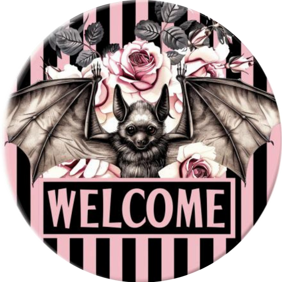 Welcome Bat Halloween Metal Sign (Choose size)