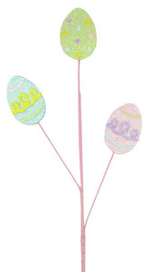 25"L Glitter Easter Egg Pick X3 Pastels