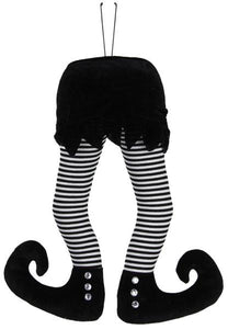 15"H Fabric Stripe Witch Legs Black/White