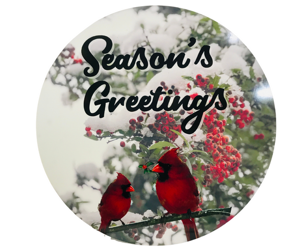 Cardinal Seasons Greeting Wreath Sign (Choose Size)