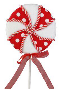 18"L X 4.75"Dia Fabric Lollipop Red/White