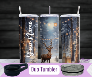 Winter Scenery Deer Tumbler (Personalized Optional)