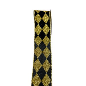 2" X 10Yd Glitter Harlequin Blk/Gold