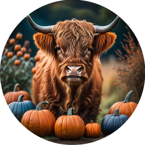 Autumn Highland Cow Sign - Pumpkin Patch Pals (Choose size)
