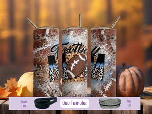 Football Mom Blue and Brown Cheetah 20oz Duo Tumbler (Personalized Optional)