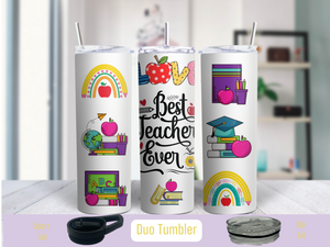 The Best Teacher Ever Tumbler 20 oz Duo Tumbler (Personalized Optional)