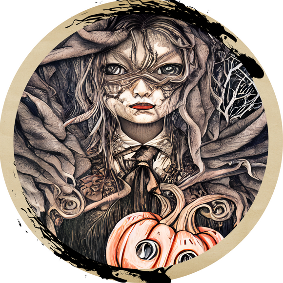 Creepy Jack O Lantern Halloween Girl (Choose Size)
