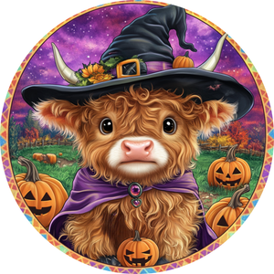 Highland Cow Pumpkin Patch Metal Sign (Choose Size)