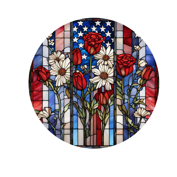 Red, White, and Blue Faux Stained Glass ( Choose Size)