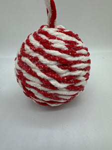 Twisted Ball 5" Ornament Red/White