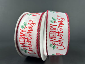 1.5"X10YD Merry Christmas Satin Red/Green/White