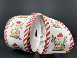 2.5"X10YD  Highland Cow Christmas Satin