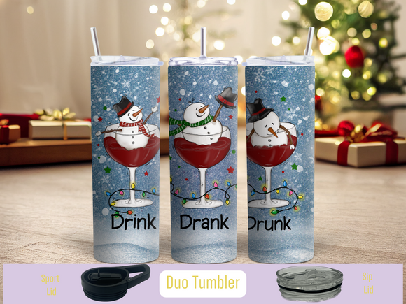 Wine Drink, Drank, Drunk Snowmen (Personalized Optional)