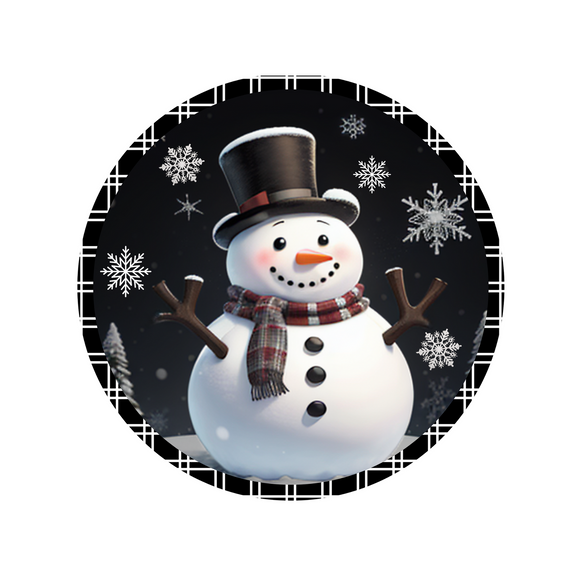 Black & White Chubby Snowman  (Choose size)