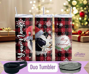 Plaid Merry Christmas Cow Tumbler (Personalized Optional)