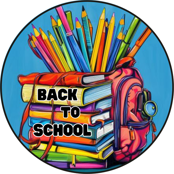 Back To School Round Wreath Sign (Choose Size)