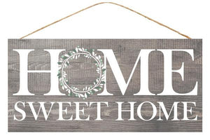 12.5"L X 6"H Home Sweet Home Grey/White/Green