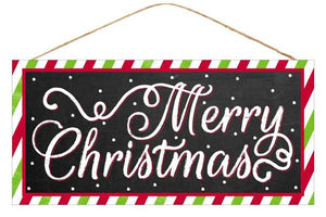 12.5"L X 6"H Merry Christmas Sign Black/Red/Lime/White