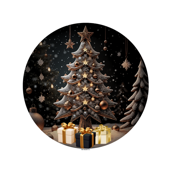 Black, Gold, and White Christmas Tree (Choose size)