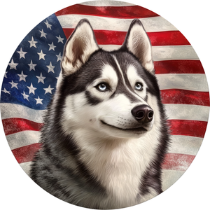 American Pride Husky - Patriotic Metal Wreath Sign (Choose Size)