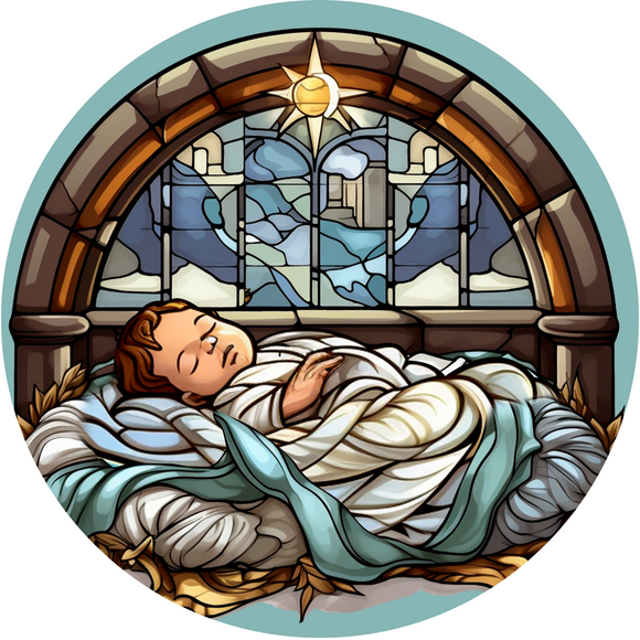 Baby Jesus Faux Stained Glass (Choose Size)