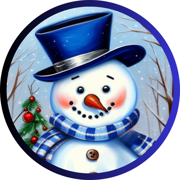 Blue and Silver Snowman ( CHOOSE SIZE)