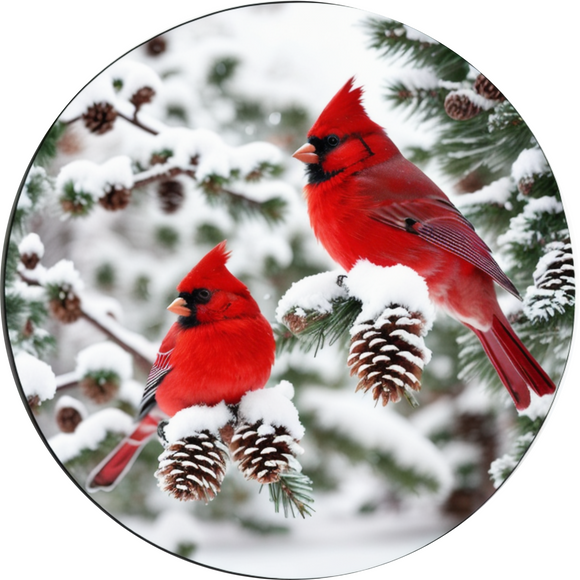 Cardinal On Snowy Branch Wreath Sign (Choose Size)