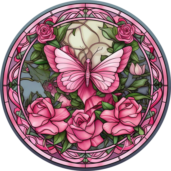 Butterfly in Flight Metal Round Sign (Choose size)