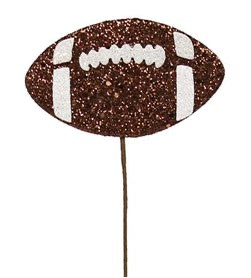 15"L Glitter Football Pick Brown/White