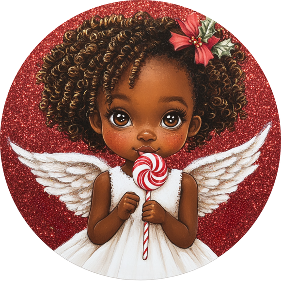 Candy Cane Angel Metal Sign (Choose Size)