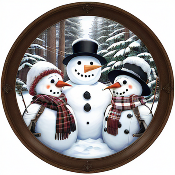 Caroling Snowman Metal Wreath Sign