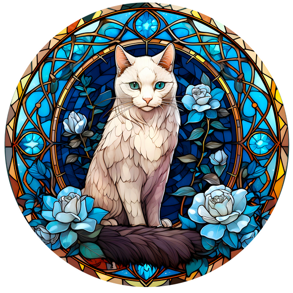 Faux Stained Glass Majestic Cat( Choose Size)