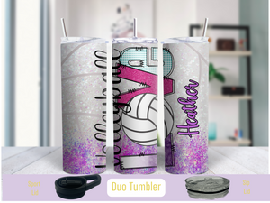 Love Volleyball Tumbler 20 oz Duo Tumbler (Personalized Optional)