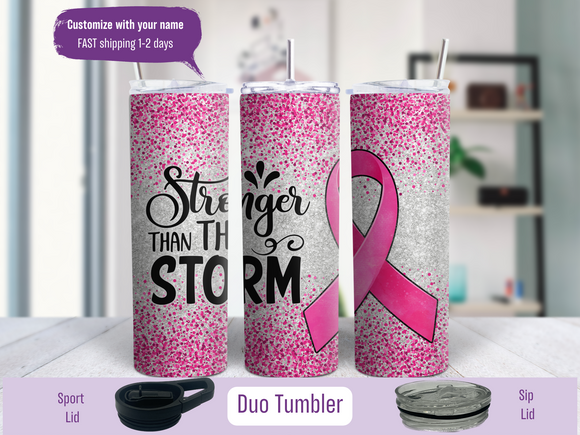 Stronger Than The Storm Breast Cancer (Personalized Optional)  20 Oz Duo Tumbler