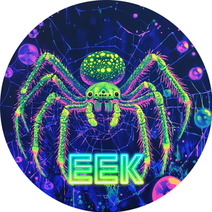 Glowing Neon Spider -EEK! Metal Sign (Choose Size)