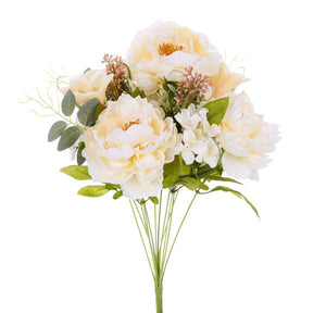 19"L Peony/Lily Bush X12 Cream