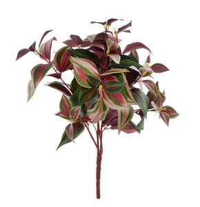 17.5"L Wandering Jew Leaf Bush X4 Green/Cream/Red