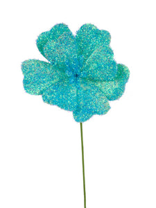 7.75"Dia V-Cut Foil Flower Stem, 17"Oal Iridescent Light Blue