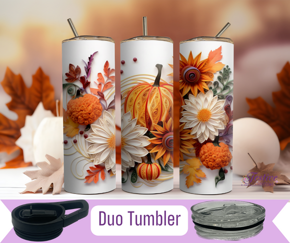 3D Autumn Fall Pumpkins 20 oz. Tumbler (Personalized Optional)