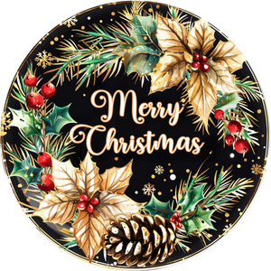 Festive Holiday Poinsettia Elegance Metal Sign (Choose Size)