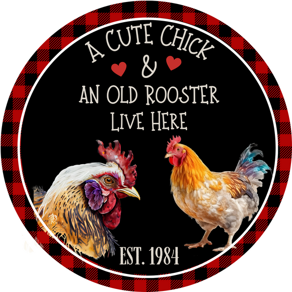 Cute Rooster Metal Sign (Choose Size) *Personalized*