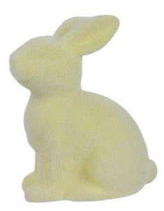 10"H X 8.25"L Flocked Sitting Rabbit Cream