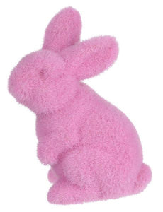 6"Hx3.5"L Flocked Standing Rabbit Pink