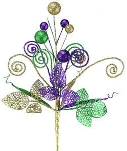 16"L Glitter Ball/Coil/Tube Leaf Pick Mardi Gras