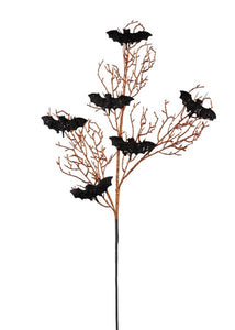 29"L Glittered Wild Twig/Bat Spray Orange/Black