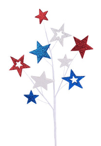 23"L Glitter Star Spray X9 Red/White/Blue